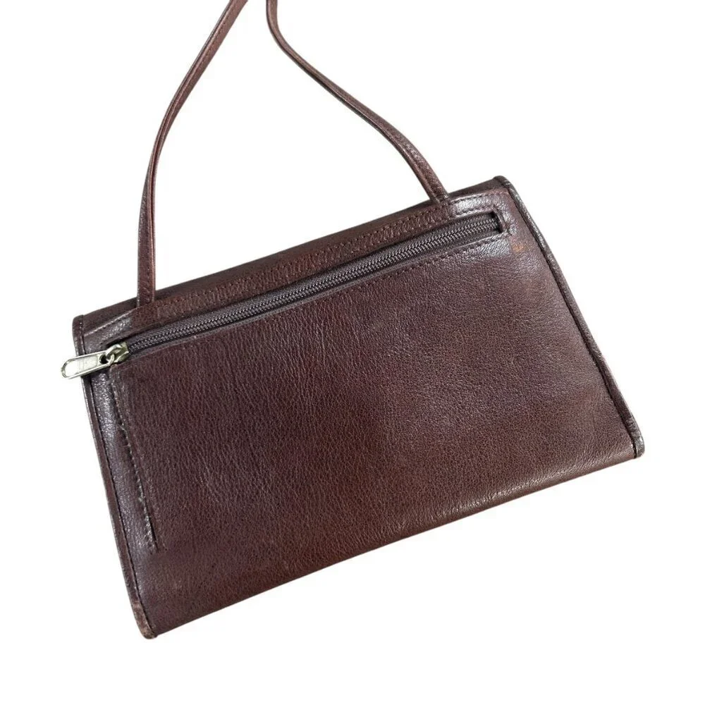 Boulder Ridge Brown Leather Folding Crossbody Bag Wallet